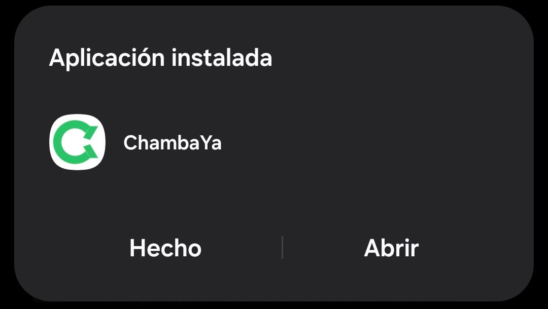 Pantalla de aplicación instalada con el botón Abrir